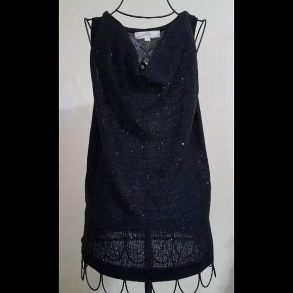 LOFT Tops - Ann Taylor Loft Black Sequin Tank Top NWT